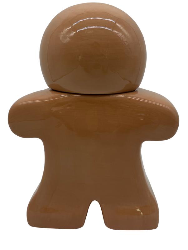 57-Oz Gingerbread Man Glazed Earthenware Ceramic Treat Jar with Lid, Multicolor