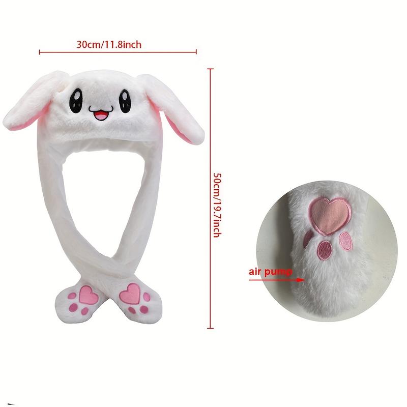 1 Count Rabbit Hat Ear Moving Jumping Funny Bunny Plush Cap for Women, Cosplay Christmas Party Holiday Hat