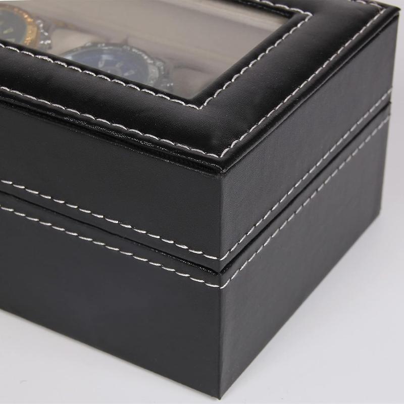 2 3 6 11 Slot Watch Box PU Leather Lockable Watch Storage Boxes With Glass Top Adjustable  Organizer Bracelet Watches Holder Travel Case For Men Women Birthday Christmas Gift