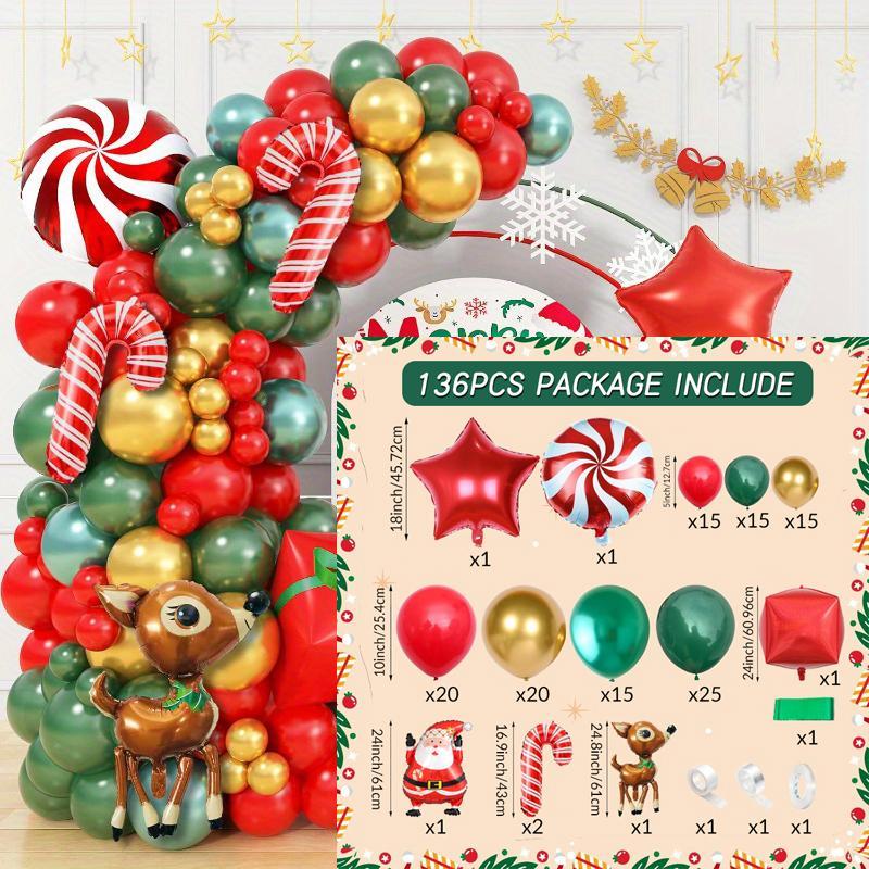 Christmas Balloon Arch Kit, 136pcs set Mixed Color Balloon Set, Balloon Garland Arch Kit for Christmas & New Year Party Decoration