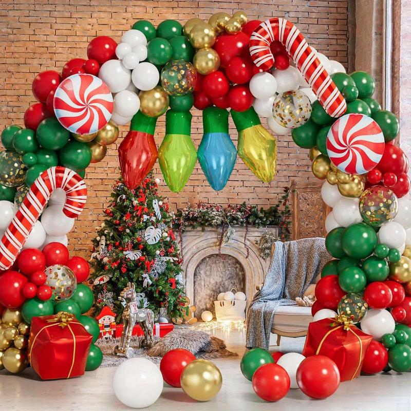 Christmas Balloon Garland Arch Kit, 173pcs set Mixed Color Balloon Set, Atmosphere Decoration Supplies for Home Party Festival, Party Balloon