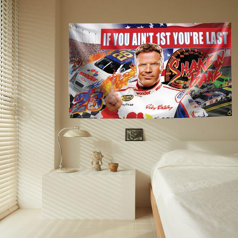 If You Ain't 1st First You're Last Flag for Talladega Nights Ricky Bobby 3x5ft Funny Banner Durable Poster Cool Tapestry Wall Decor with Brass Grommet for College