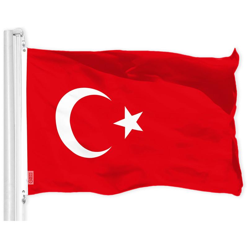 G128 Turkey Turkish Flag | 3x5 Ft | LiteWeave Pro Series Printed 150D Polyester | Country Flag, Indoor Outdoor, Vibrant Colors, Brass Grommets, Thicker and More Durable Than 100D 75D Polyester