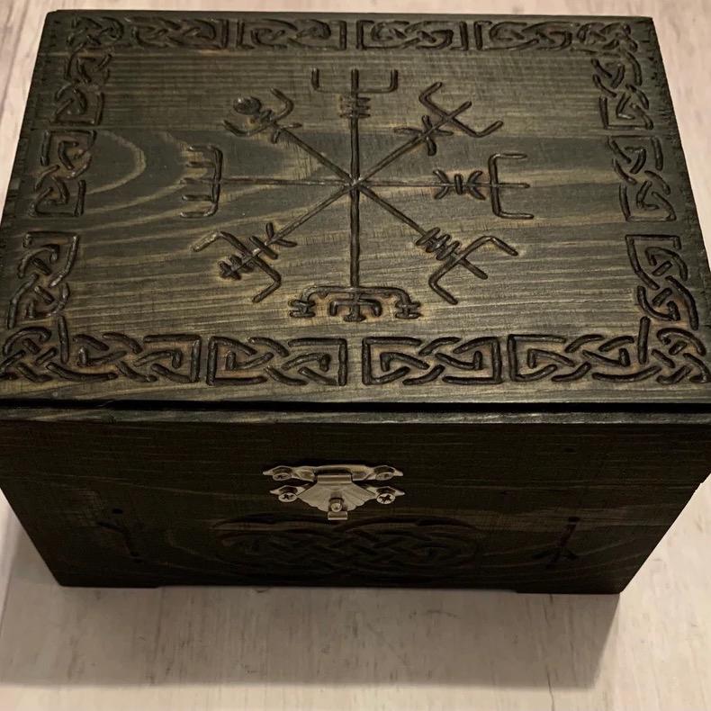 Vegvisir Knotwork Box Norse Pagan Viking Heathen Viking Compass Nordic Handmade Altar