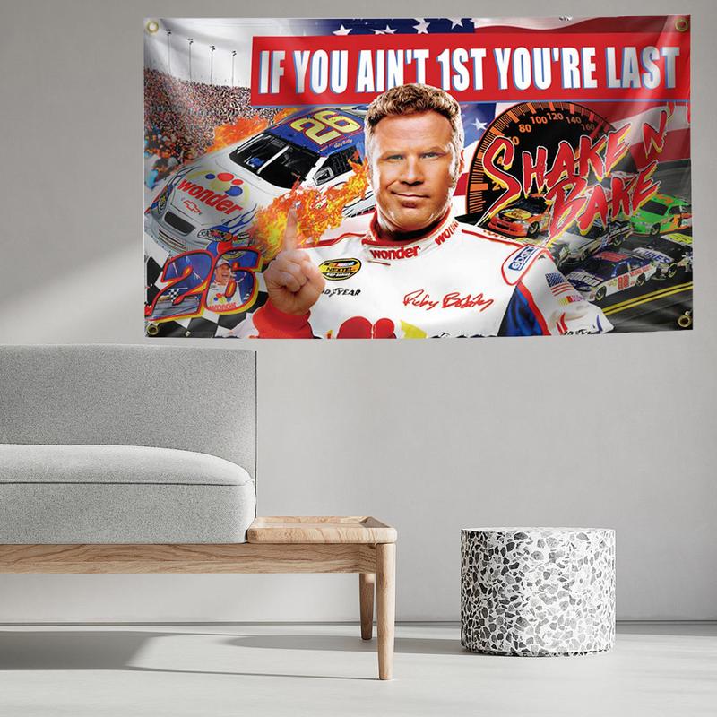 If You Ain't 1st First You're Last Flag for Talladega Nights Ricky Bobby 3x5ft Funny Banner Durable Poster Cool Tapestry Wall Decor with Brass Grommet for College