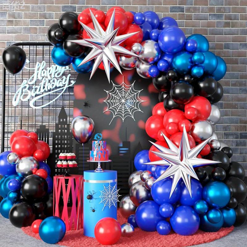 41pcs, Red Blue Black Balloon Set With Red Confetti Balloons For Super Party Boys Wedding Birthday Anniversary Graduation Party Decorations Supplies