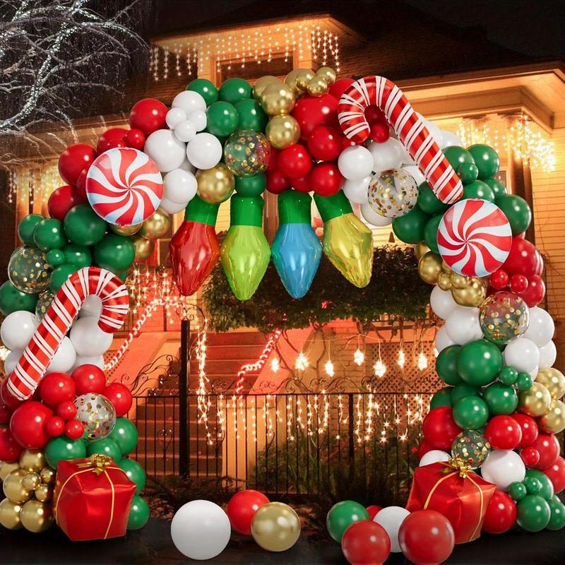 Christmas Balloon Garland Arch Kit, 173pcs set Mixed Color Balloon Set, Atmosphere Decoration Supplies for Home Party Festival, Party Balloon