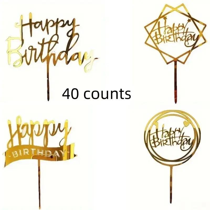 Happy Birthday Cake Topper, Glitter Cake Decoration, Creative Baking Supplies for Birthday Party, Party Decoration Supplies