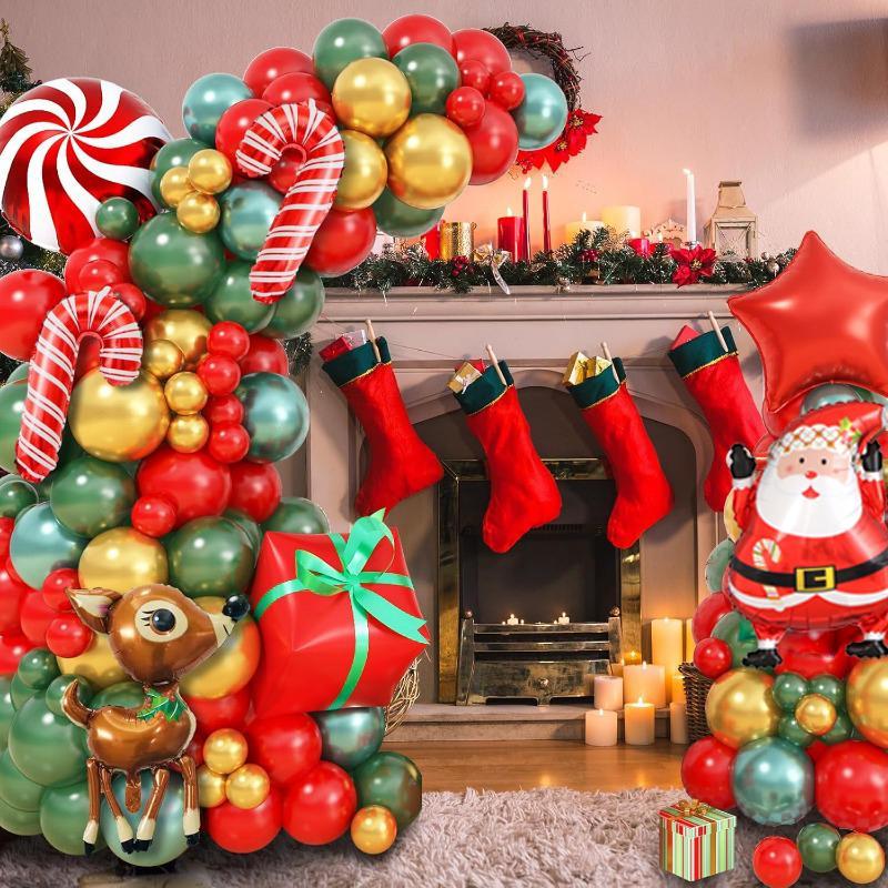 Christmas Balloon Arch Kit, 136pcs set Mixed Color Balloon Set, Balloon Garland Arch Kit for Christmas & New Year Party Decoration