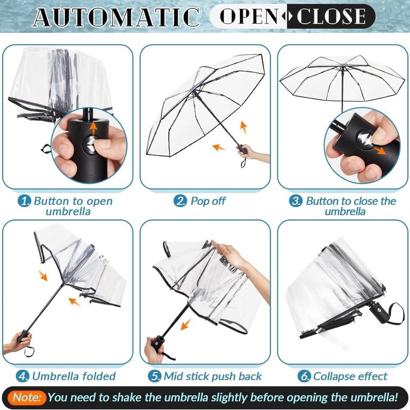 Cute Cat Pattern Transparent Umbrella, Automatic Open Close Umbrella, Waterproof Umbrella for Outdoor Activities