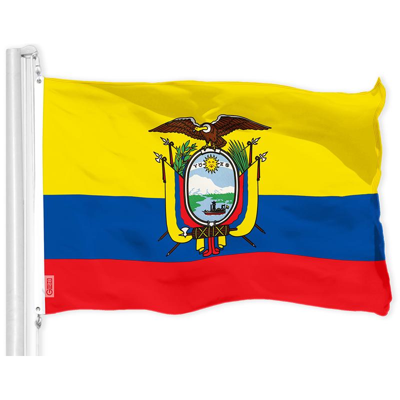 G128 Ecuador Ecuadorian Flag | 3x5 Ft | Printed 150D Polyester - Indoor Outdoor, Vibrant Colors, Brass Grommets, Quality Polyester, Much Thicker More Durable Than 100D 75D Polyester