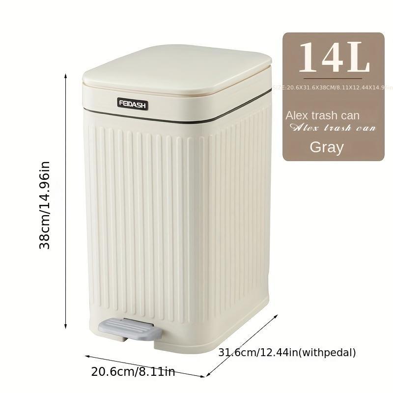 Trash Can, 1 Count Modern Simple Trash Can, Wastebasket, Waste Bin for Home Office, Outdoor Recycling Bin for Indoor & Outdoor