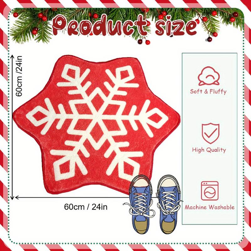 Snowflake Pattern Bathroom Floor Mat, 1 Count Non-slip Soft Floor Mat, Home Living Room Bedroom Christmas Bathroom Decoration Carpet