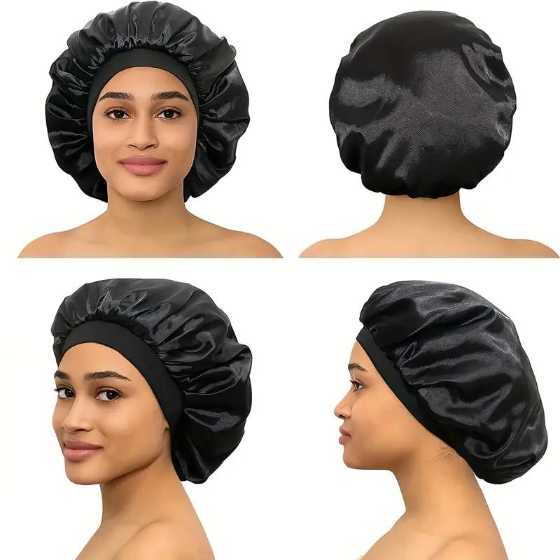 Luxury Satin Shower Cap with Adjustable Elastic Band - Waterproof, Soft Sleeping Hair Cap for Night Care, Conditions Hair and Makes Hair Shiny