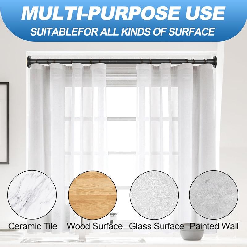 Shower Curtain Rod 31 to 80 Inch,1 Inch Diameter Adjustable Matte Black Spring Tension Stainless Steel Telescoping Rod,Easy Install,No Rust