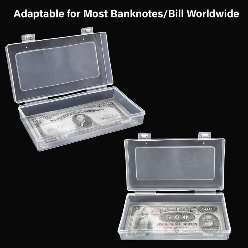 100 Pack Paper Money Holders with Plastic Storage Case, Clear Thicken Paper Money Currency Collection Sleeves Protector OPP Bag