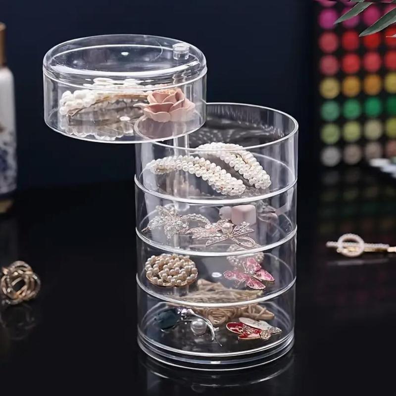 5-layer Jewelry Storage Box without Jewelry, 1 Count Clear Rotatable Jewelry Organizer, Jewelry Storage Box for Earrings Necklace Bracelet