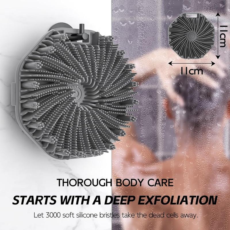 Silicone Bath Brush, 2 Counts Set Shower Scrubber Exfoliator for Home Bathroom, Eco-Friendly and Portable Bathing Accessories