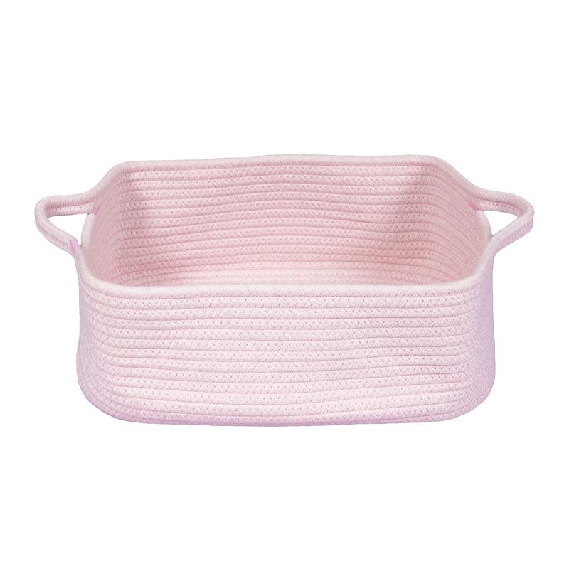 Woven Cotton Rope Storage Basket for Organizing Shelves Closet Small Toy Basket Box Bin Decorative Rectangle basket Gift Basket Empty Light pink，storage with handle storage boxes & bins