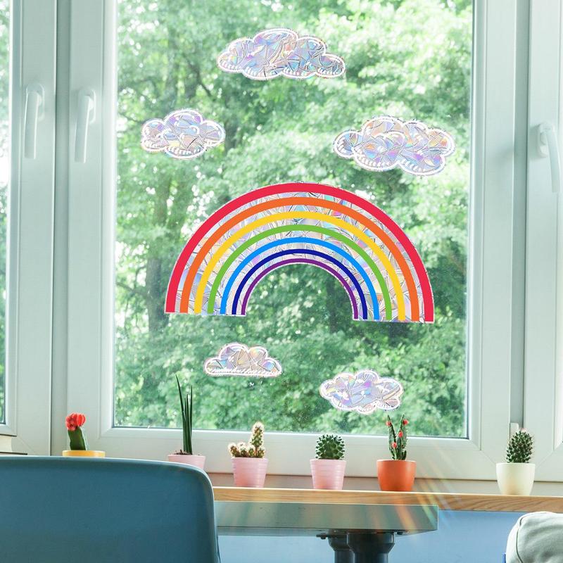 Pride Month Rainbow & Cloud Pattern Wall Sticker, Removable Self Adhesive Wall Decal, Decorative Sticker for Home Living Room Bedroom