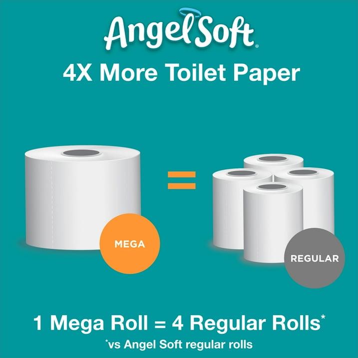 Angel Soft Toilet Paper, 18 Mega Rolls = 72 Regular Rolls, 2-Ply Bath Tissue (PREESHIP)