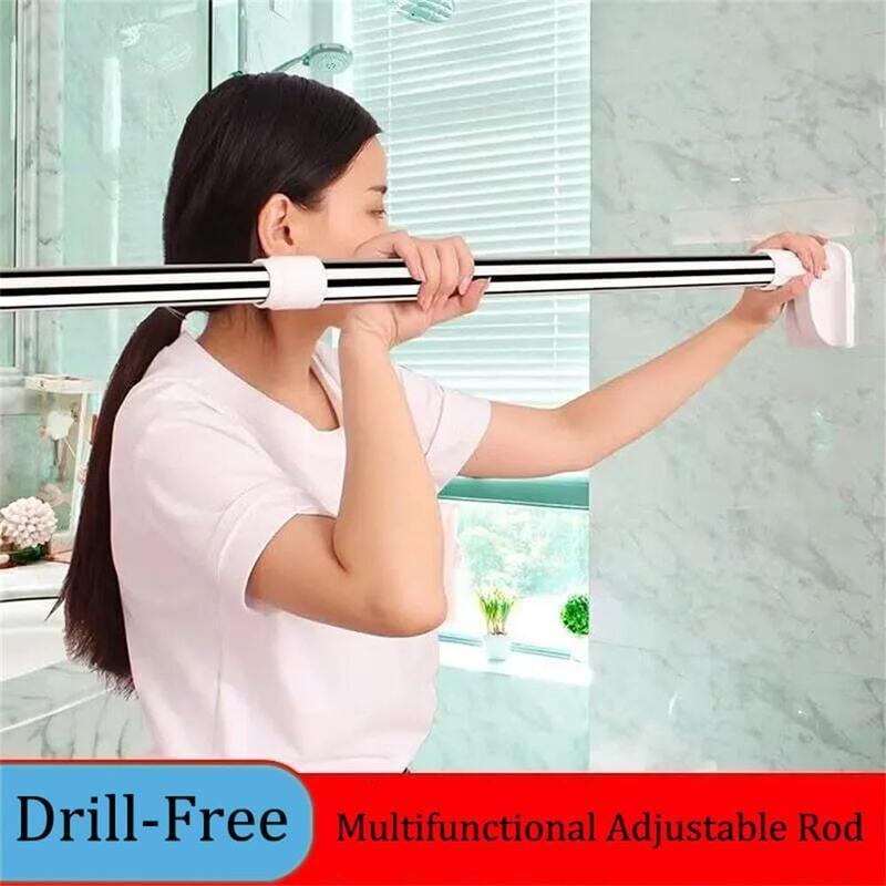 Drill-Free Adjustable Rod, 50 to 80cm  Adjustable Stainless Steel Spring Tension Curtain Rod, 1.26 Inch Diameter No Drilling Non-Slip Curtain Rods For Bathroom, Window, Closet, Room Divider