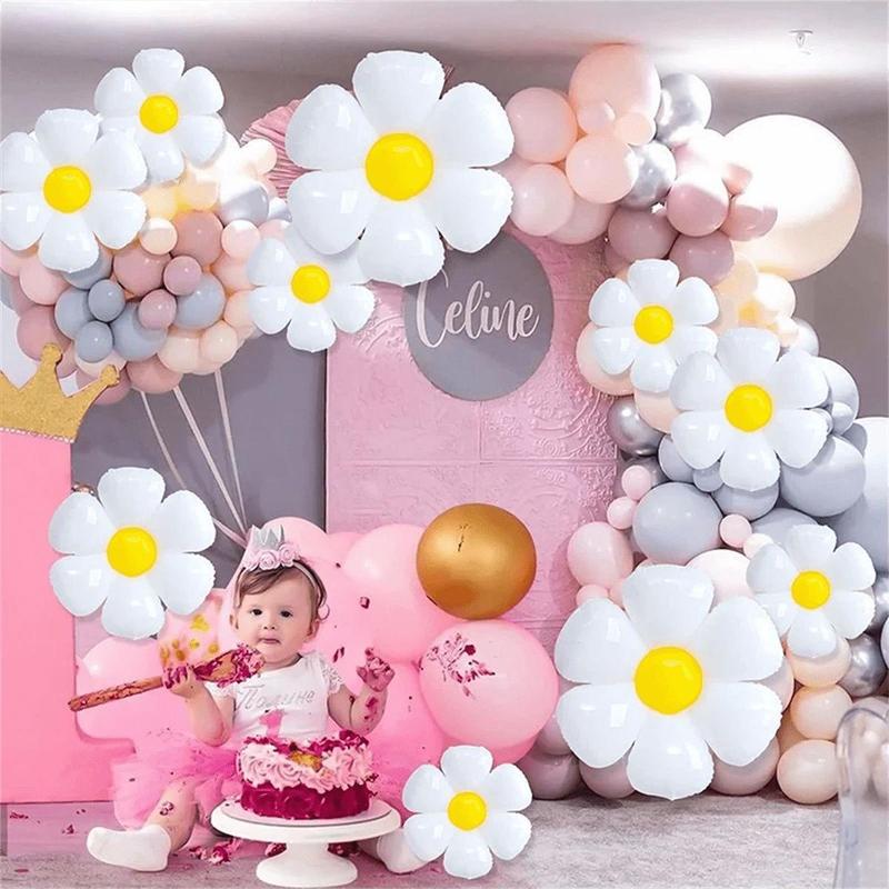 Daisy Balloon, 10pcs set Flower Shaped Balloon, Cartoon Balloon for Birthday Baby Shower Wedding Graduation Party Decoration