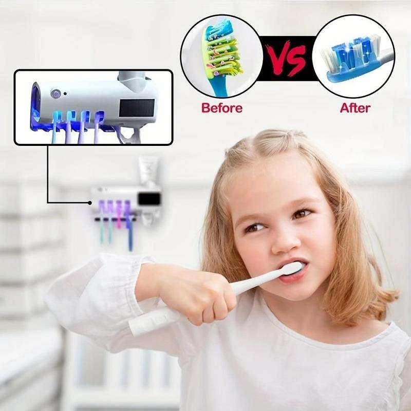 Wall Mounted Smart Toothbrush Holder, Rechargeable Smart Toothbrush Disinfector, Automatic Squeeze Toothpaste Dispenser, Bathroom Supplies