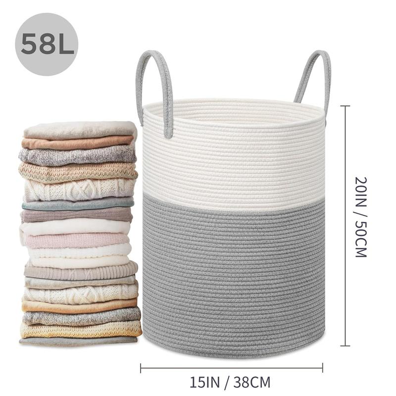 Tall Laundry Hamper, Large Capacity Laundry Basket with Handle, Woven Storage Basket, Dirty Clothes Hamper for Living Room, Bedroom, Laundry Room