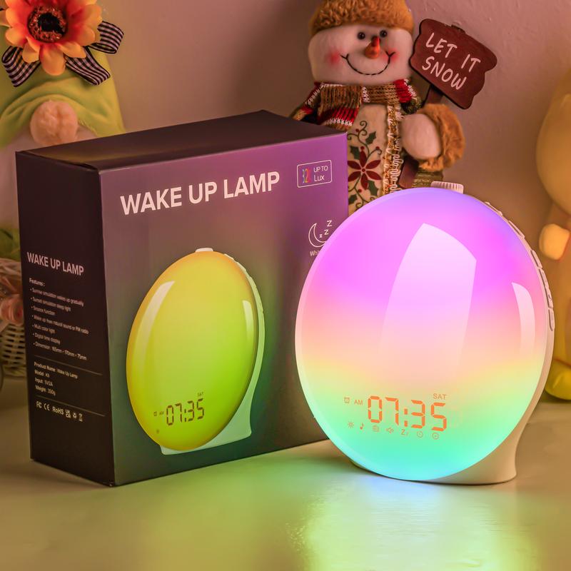 Hatch Alarm Clock Heavy Sleepers Wake Up Light Sunrise Alarm Clock Heavy Sleepers, Bedroom, with Sunrise Simulation, Sleep Aid, Dual Alarms, FM Radio, Snooze, Nightlight, Daylight, 7 Colors, 7 Natural Sounds, Ideal for Gift Decor