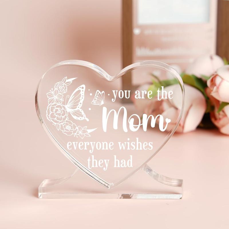 Afterprints Gifts for Mom - Acrylic Plaque Decor, Mom Gifts on Birthday, Christmas, Mothers Day, Unique Presents for Mom from Daughter Son, Heart-shaped Keepsake