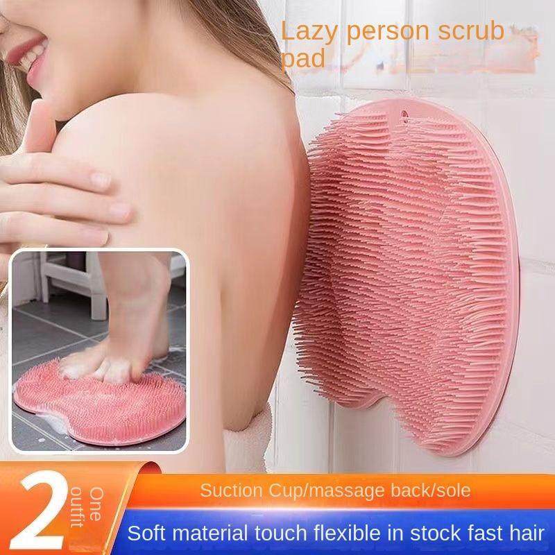 Silicone Bath Scrubber, 2 Counts set Suction Cup Design Bath Body Scrubber, Bathing Accessories for Home Bathroom Hotel Salon