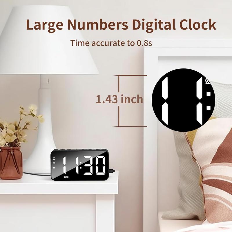 Alarm Clock for Bedrooms Dual Alarms Small Digital Clock with USB Ports 5 Adjustable Dimmer for Home Office Bedside Clock with 12 24HR Snooze Alarm Clock for Heavy Sleepers s Elderly