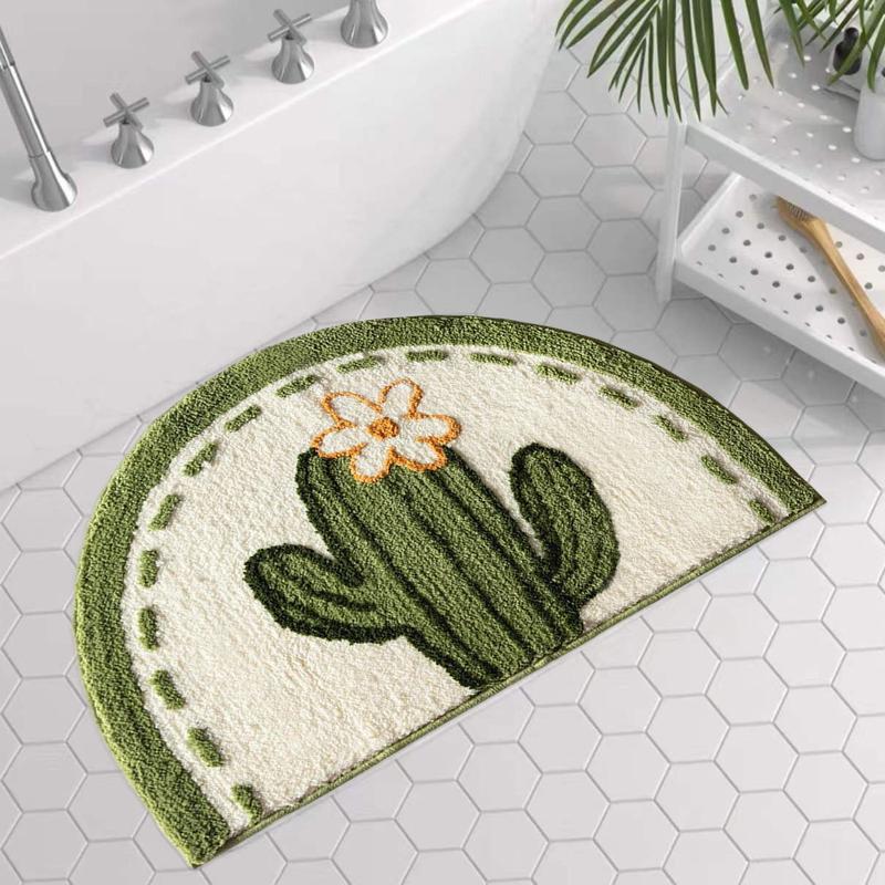 Thickened Semi-Circular Shower Mat - Water Absorbent Non-Slip Bathroom Rug For Doorway Toilet Washroom And Bathroom Entrance - Ensuring Comfort