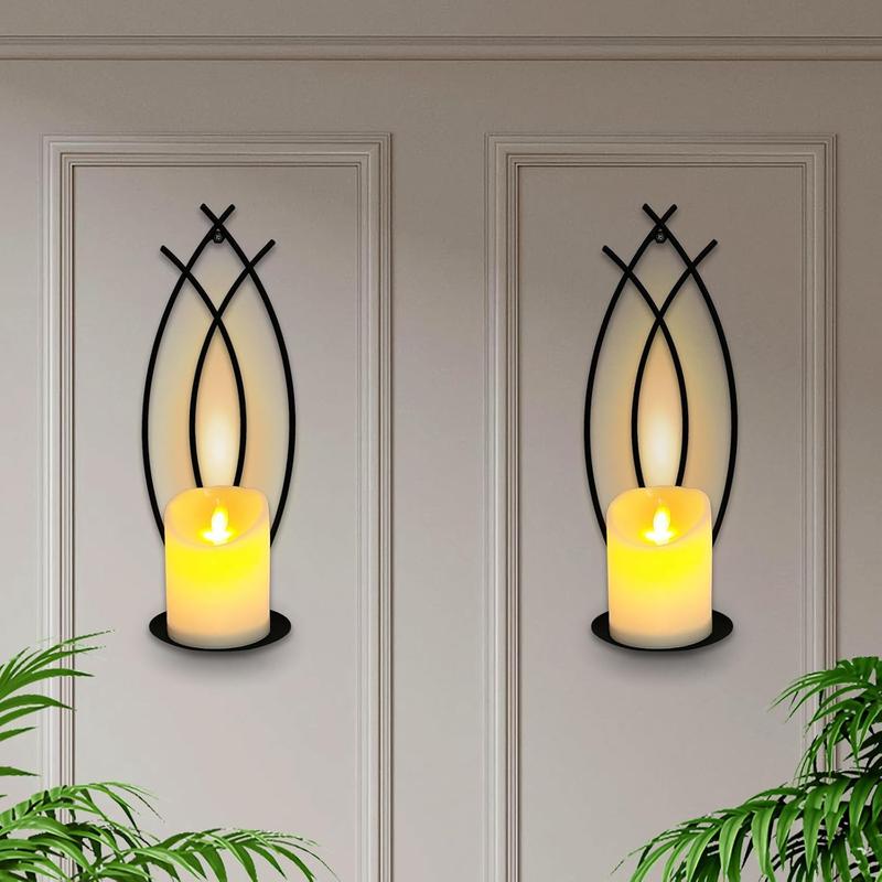 SNAIL GARDEN Wall Candle Sconces Holder Set of 2, Flame-Like Wall Decor Sconces Decorative Wall Sconces for Candles, Wall Mounted Candle Holder for Living Room Bedroom Dining Room Wall Decorations