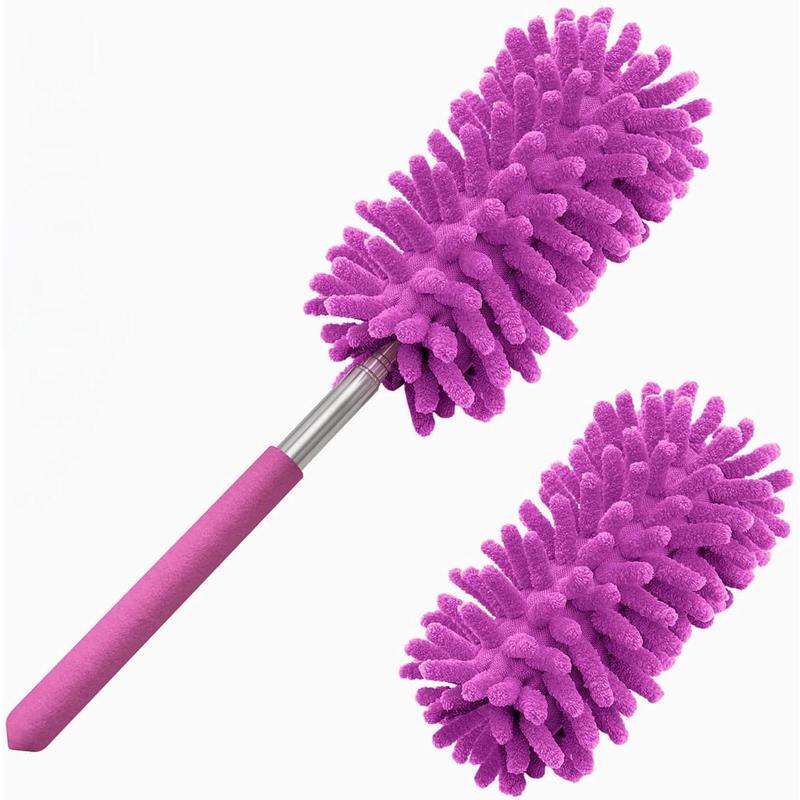 Microfiber Duster for Cleaning, Hand Washable Dusters with 2Count Replaceable Microfiber Head, Extendable Pole, Detachable Cleaning Brush Tool for Office, Car, Window, Furniture, Ceiling Fan