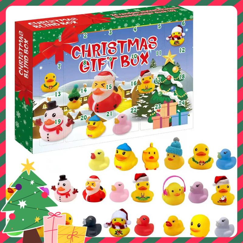 Christmas Countdown Blind Box, 1 Box Random Cute 24 Grid Duck Christmas Gift Box, Party Favors for Christmas, Party Gifts for Friends, Family, Classmates, Teachers, Christmas Advent Calendar  Giftbox Set