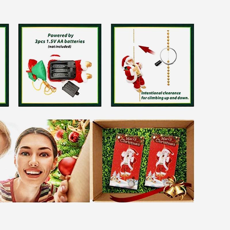 Christmas climbing Santa Claus ornaments, novelty ornaments with music, suitable for family gatherings and festivals, no batteries