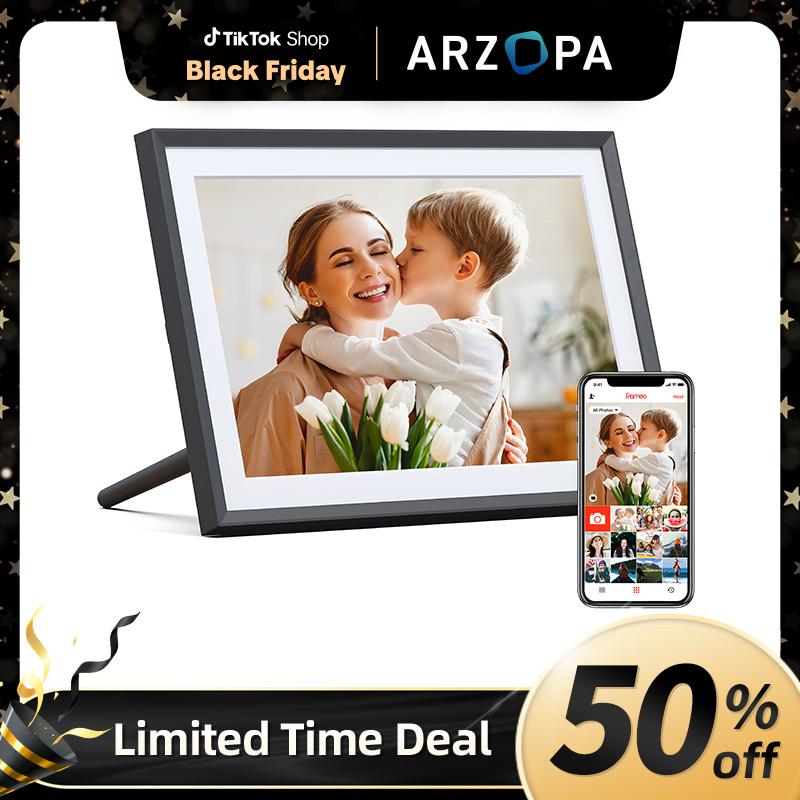 ARZOPA Frameo Digital Picture Frame 10.1 Inch Smart WiFi Digital Photo Frame 32GB with 1280x800 IPS Touch Screen, Auto-Rotate and Slideshow, Easy Setup to Share Photos Or Videos from Anywhere Anytime,Perfect Gifts for friends,family,Gift ideas Home Decor