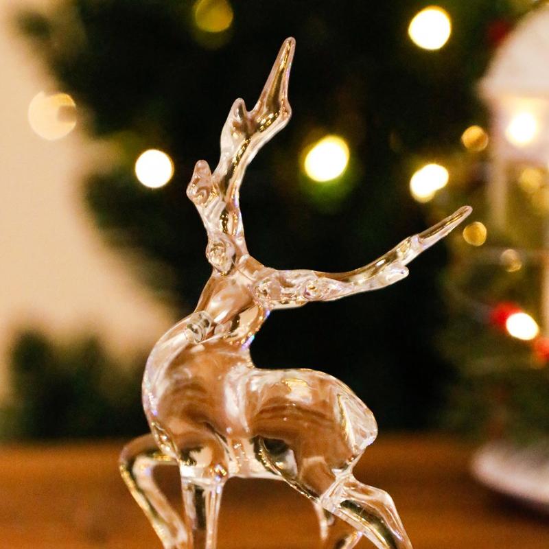 Clear Acrylic Deer Ornament, 1 Count Modern Desktop Decoration, Festive Decorations for Home Living Room Bedroom Dining Room