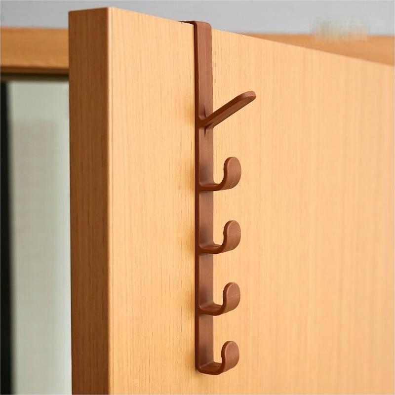 Door Back Hook, 1 Count 5-hook Hanging Storage Rack, Punch-free Coat Rack, Storage Organizer for Bedroom, Closet Wardrobe Home Dorm, Boyfriend Gift