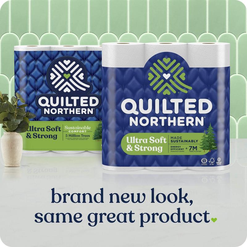 Quilted Northern Ultra Soft & Strong Toilet Paper, 12 Mega Rolls, 2-Ply Tissue - Wipes