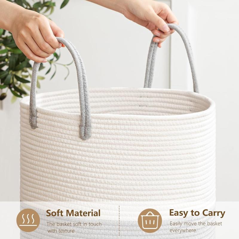 Tall Laundry Hamper, Large Capacity Laundry Basket with Handle, Woven Storage Basket, Dirty Clothes Hamper for Living Room, Bedroom, Laundry Room