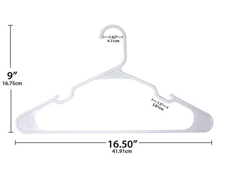 Clothing Hangers, 50 Pack, White, Durable Plastic Organiser Hanging