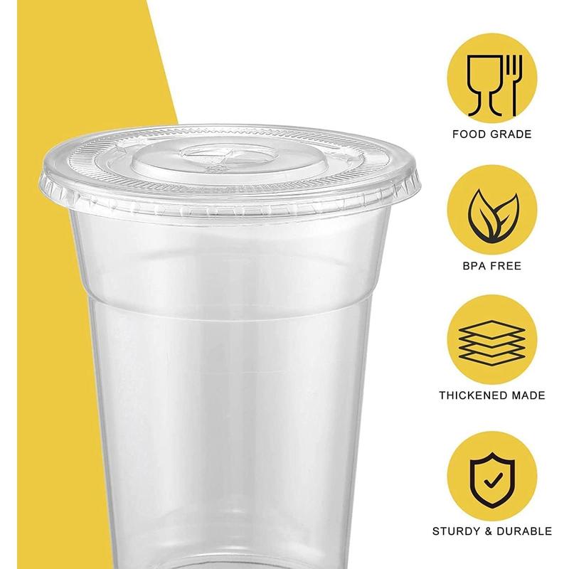 VITEVER 100 Sets - 12oz Clear Plastic Cups with Lids and Straws, Disposable Cups for Iced Coffee, Smoothie, Milkshake, Cold Drinks