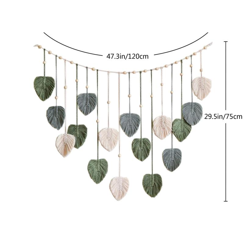 Boho Style Woven Rope Tassel Hanging Decor, Woven Leaf Shaped Wall Hanging, Room Decor, Birthday Gift Ideas, Summer Essentials, Wall Decor for Home Living Room Bedroom