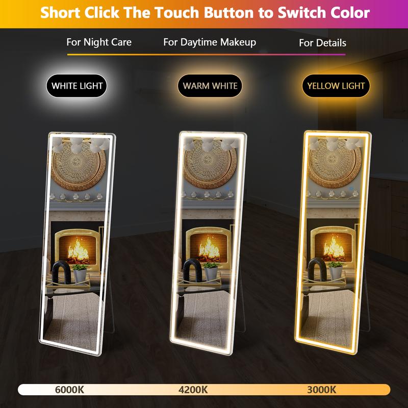 LED Lights Mirror with 3 Colors Lighting Adjustable, touch control Dimming 64