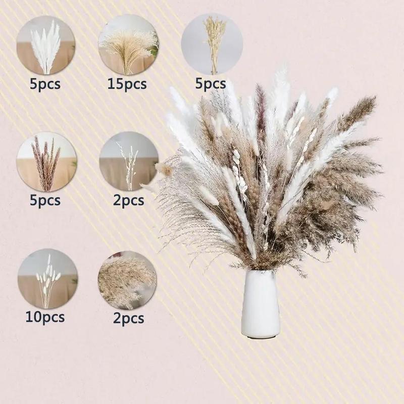 Sweets Room Decor Natural Dried Pampas Grass (44pcs set), Artificial Flower, Decorative Flowers, Plants & Fruit for Home Living Room Bedroom Office Party Wedding Decor, Summer Gift Ideas, Boyfriend Gifts