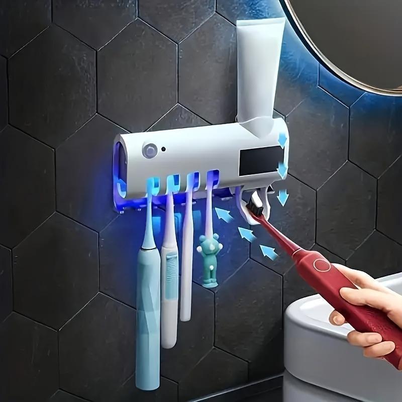 Wall Mounted Smart Toothbrush Holder, Rechargeable Smart Toothbrush Disinfector, Automatic Squeeze Toothpaste Dispenser, Bathroom Supplies