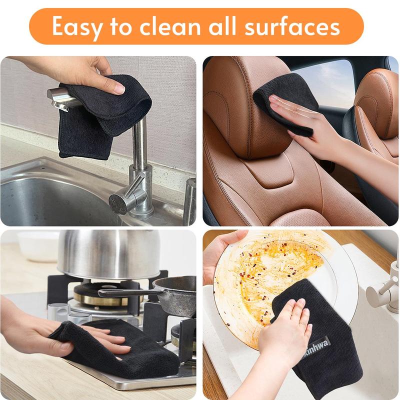 Microfiber Dishcloth (12pcs), Absorbent Dishwashing Cloth, Reusable Cleaning Cloth for Kitchen, Household Cleaning Supplies